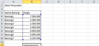 Cara Mencari Nilai Terendah di  Microsoft Excel